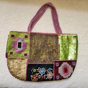Kookai Bag (Paris) with Dual Handles and Beading, Sequin, and Embroidery